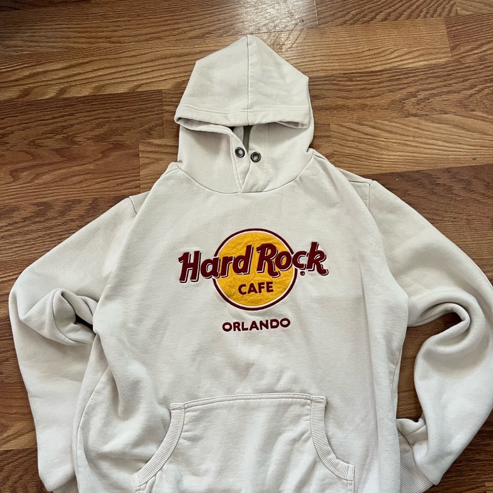 Hard Rock Cafe White and Yellow Sweatshirt